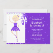 Blonde Ballerina Tanz Geburtstag Einladung Lila (Vorderseite)