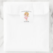 Blonde Ballerina Tiara Name Ballet Label Quadratischer Aufkleber (Tasche)