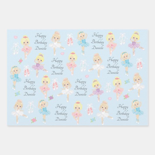 Blonde Ballerina Wrapping Paper Sheets Geschenkpapier Set (Vorderseite 3)