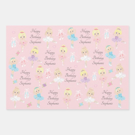 Blonde Ballerina Wrapping Paper Sheets Geschenkpapier Set (Vorderseite 2)