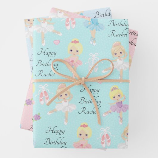 Blonde Ballerina Wrapping Paper Sheets Geschenkpapier Set (Beispiel)