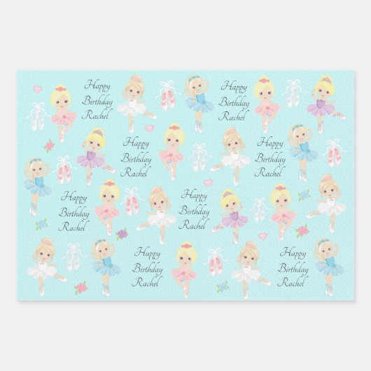 Blonde Ballerina Wrapping Paper Sheets Geschenkpapier Set (Vorderseite)