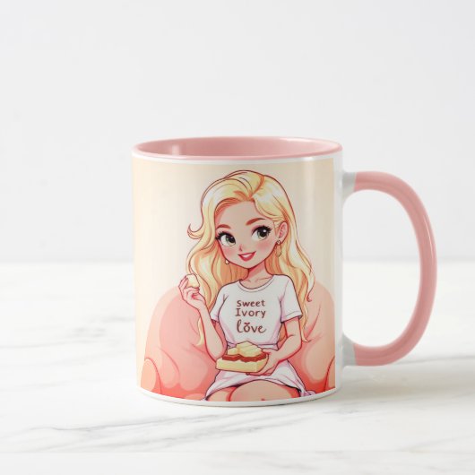Blonde Beauty Ceramic Mug - Vibrant Yellow Hair Tasse (Rechts)