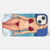 Blonde Bikini Beach Babe iPhone Hülle (Rückseite (Horizontal))