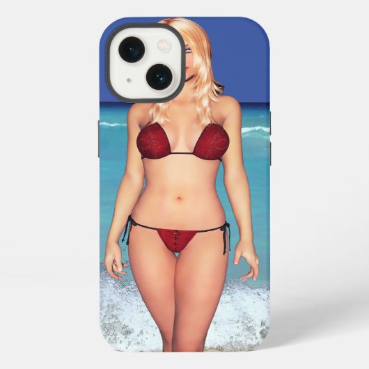 Blonde Bikini Beach Babe iPhone Hülle (Rückseite)