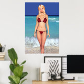 Blonde Bikini Beach Babe Poster (Heimbüro)