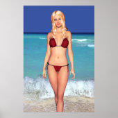 Blonde Bikini Beach Babe Poster (Vorne)