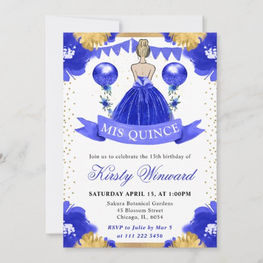 Blonde blonde blass Princess Quinceanera Einladung (Vorderseite)