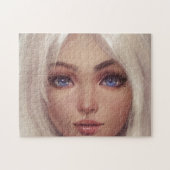 Blonde Blue Mit Augen Young Girl Woman Puzzle (Horizontal)