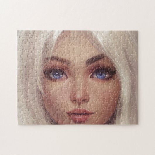 Blonde Blue Mit Augen Young Girl Woman Puzzle (Horizontal)