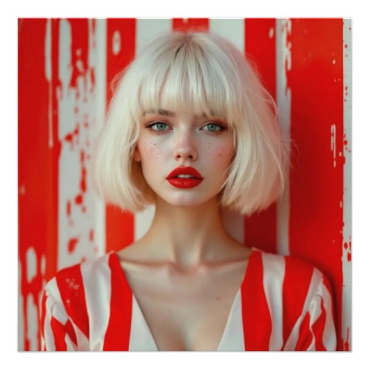 Blonde bob hair woman cinematic portrait Fotodruck (Vorne)