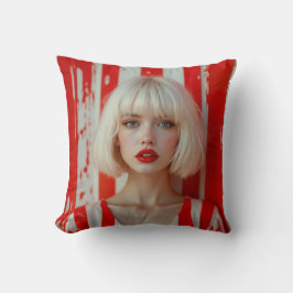  Blonde bob hair woman cinematic portrait  Kissen