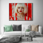 Blonde bob hair woman cinematic portrait Poster