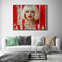  Blonde bob hair woman cinematic portrait  Poster