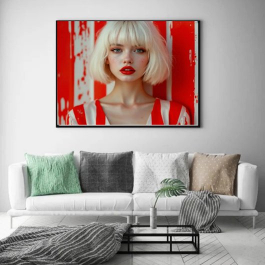  Blonde bob hair woman cinematic portrait  Poster
