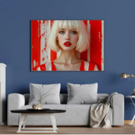  Blonde bob hair woman cinematic portrait  Poster
