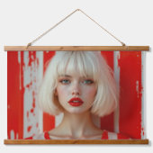 Blonde bob hair woman cinematic portrait Wandteppich Mit Holzrahmen (Vorne)