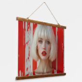 Blonde bob hair woman cinematic portrait Wandteppich Mit Holzrahmen (Gewinkelt)