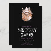 Blonde Boho Hexe BlumenblätterHalloween-Party Einladung (Vorne/Hinten)