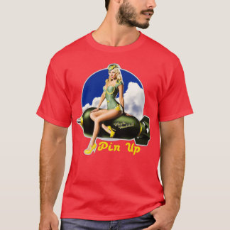 Blonde Bombshell Button Up Rockabilly Design 1 T-Shirt