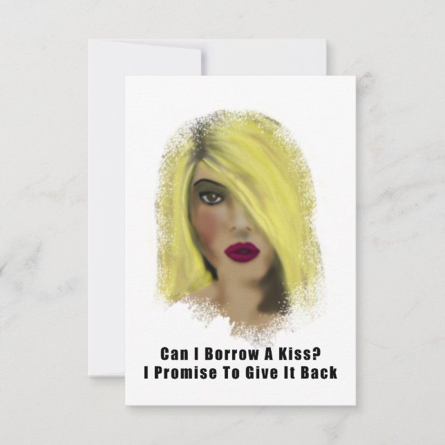 Blonde Bombshell Frau leiht sich einen Kuss (Vorderseite)