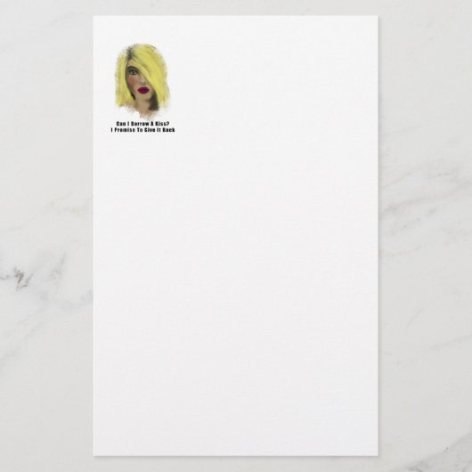 Blonde Bombshell Frau leiht sich einen Kuss Briefpapier (Vorderseite)
