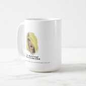 Blonde Bombshell Frau leiht sich einen Kuss Kaffeetasse (Vorderseite Links)