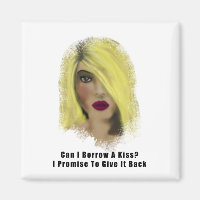 Blonde Bombshell Frau leiht sich einen Kuss