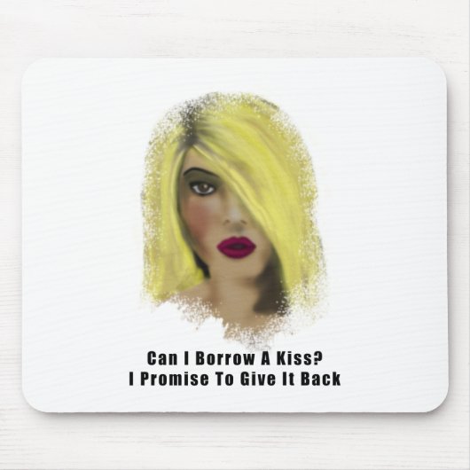 Blonde Bombshell Frau leiht sich einen Kuss Mousepad (Vorne)