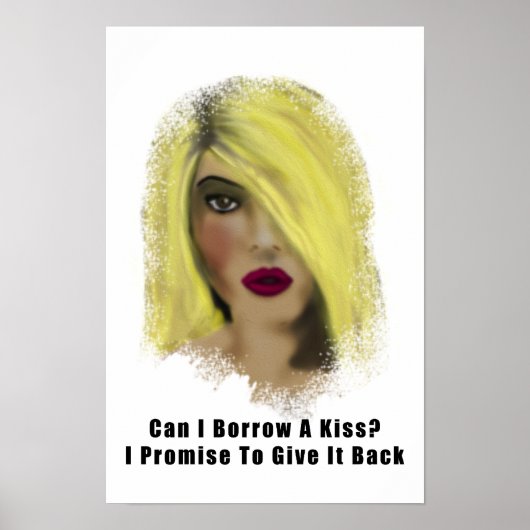 Blonde Bombshell Frau leiht sich einen Kuss Poster (Vorne)
