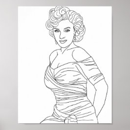 Blonde Bombshell Pinup Girl Colorpage Poster