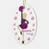 Blonde Borte Pom Gruppe-personalisiertes Andenken Keramik Ornament (Links)