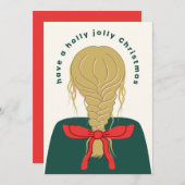 Blonde Bow Christmas Feiertagskarte (Vorne/Hinten)