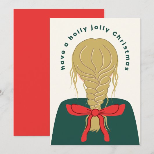 Blonde Bow Christmas Feiertagskarte (Vorne/Hinten)