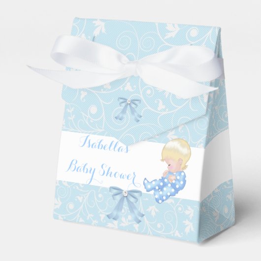 Blonde Boy Baby Dusche Blue Niedlich Baby Fevor Geschenkschachtel (Vorderseite)