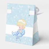 Blonde Boy Baby Dusche Blue Niedlich Baby Fevor Geschenkschachtel (Rückseite)