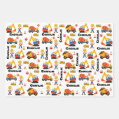 Blonde Boy Construction Personalisiert Geschenkpapier Set (Vorderseite 3)