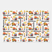 Blonde Boy Construction Personalisiert Geschenkpapier Set (Vorderseite 2)