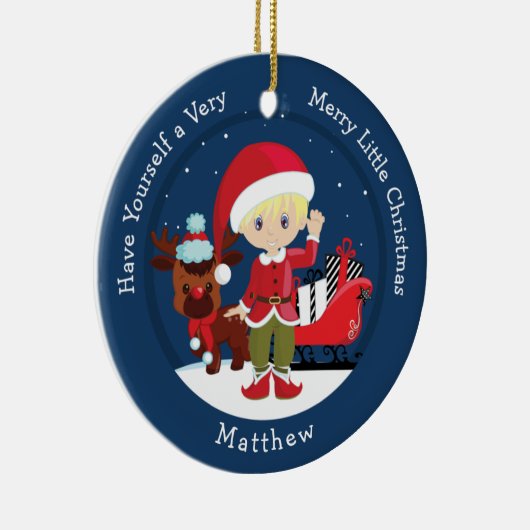 Blonde Boy Elf Keramik Ornament (Rechts)