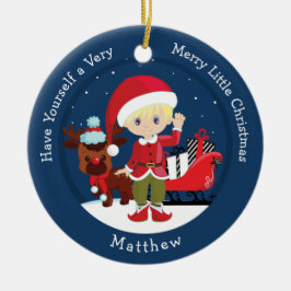 Blonde Boy Elf Keramik Ornament