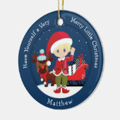 Blonde Boy Elf Keramik Ornament (Links)