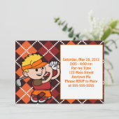 Blonde Boy Golf Geburtstagsparty Einladung (Stehend Vorderseite)