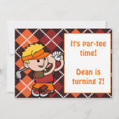 Blonde Boy Golf Geburtstagsparty Einladung (Rückseite)