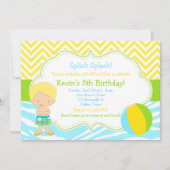 Blonde Boy Pool Party Bash Party Einladung (Vorderseite)