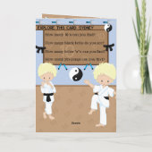 Blonde Boys Karate Coloring Page Happy Birthday Karte (Rückseite)