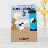 Blonde Boys Karate Coloring Page Happy Birthday Karte (Gelbe Blume)
