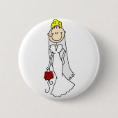 Blonde Braut mit Rosen-Knopf Button (Vorderseite)