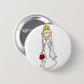 Blonde Braut mit Rosen-Knopf Button (Vorne & Hinten)
