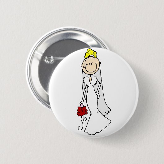 Blonde Braut mit Rosen-Knopf Button (Vorne & Hinten)