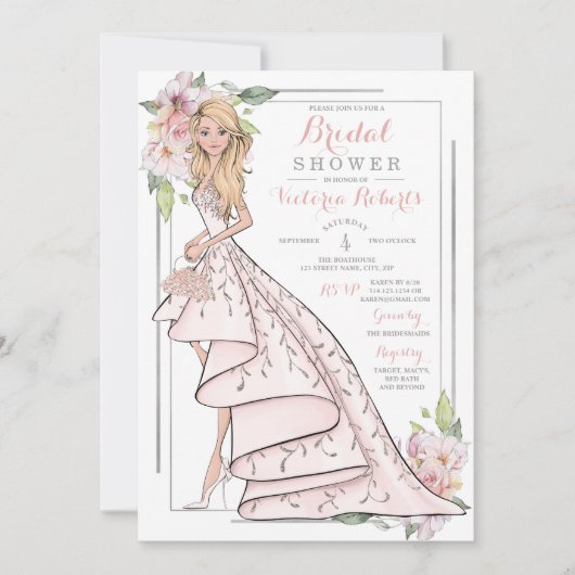 Blonde Bride Brautparty Einladung (Vorderseite)